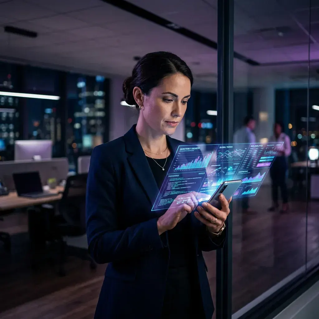 Corporate executive with mobile device